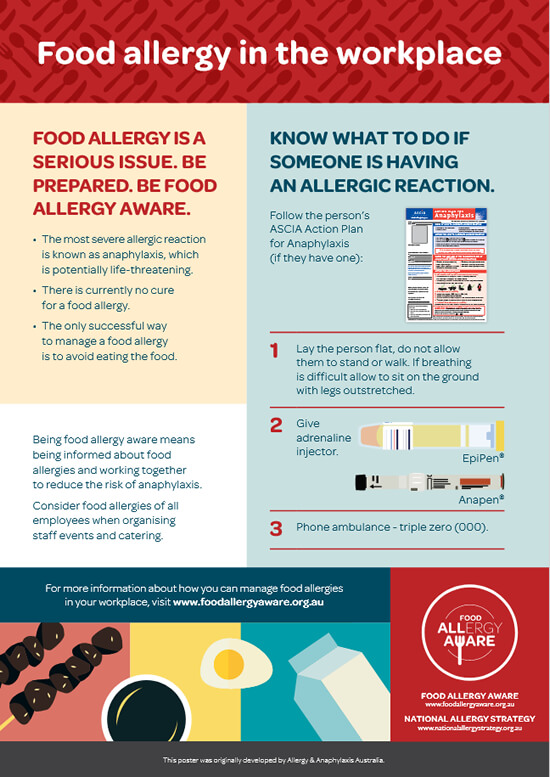 FAA food allergy workplace poster