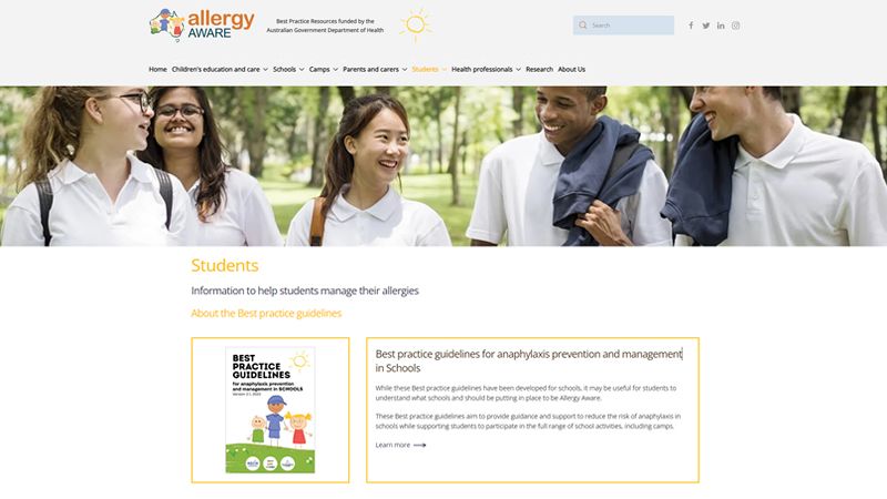 Allergy Aware Website - Students